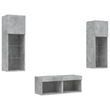 4 Piece TV Wall Cabinets with LED Lights Concrete Grey 3216579