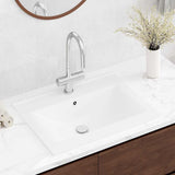 Rectangular Ceramic Basin Sink White with Faucet Hole 60x46 cm 140686