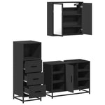 ZNTS 3 Piece Bathroom Furniture Set Black Engineered Wood 3301030