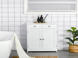 75x60cm Freestanding Bathroom Storage Cabinet Unit w/ 2 Drawers Cupboard Adjustable Shelf Metal T3398P341242