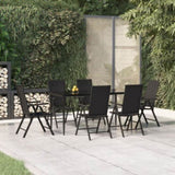 7 Piece Garden Dining Set Black Poly Rattan 3156517