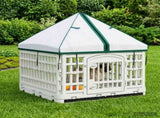 4 Panel Dog Playpen with Roof 122 x 106.5 x 82 cm Plastic White 42027216