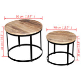 Two Piece Coffee Table Set Rough Mango Wood Round 40 cm/50 cm 244006