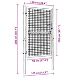 Mesh Garden Gate Galvanised Steel 100x150 cm Grey 145773