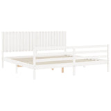 Bed Frame without Mattress White 200x200 cm Solid Wood 3194787