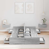 Storage Bed Frame Grey sonoma 120 x 200 cm Engineered wood 3335306