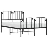 ZNTS Metal Bed Frame with Headboard and Footboard Black 120x190 cm Small Double 373902