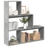 Room Divider Bookcase 3-Tier Concrete Grey 123x29x123 cm Engineered Wood 857988