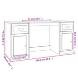 Desk with Cabinet White Engineered Wood 3185327