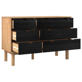 Drawer Cabinet OTTA Black 111 x 43 x 73.5 cm Solid Pine Wood 42041751