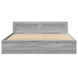 Bed Frame with Headboard without Mattress Grey Sonoma 180x200 cm Super King 3295546