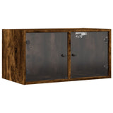 Wall Cabinets with Glass Doors 2 pcs Smoked Oak 68.5x37x35 cm 836506