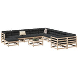 ZNTS 12 Piece Garden Sofa Set Solid Wood Pine 3299651