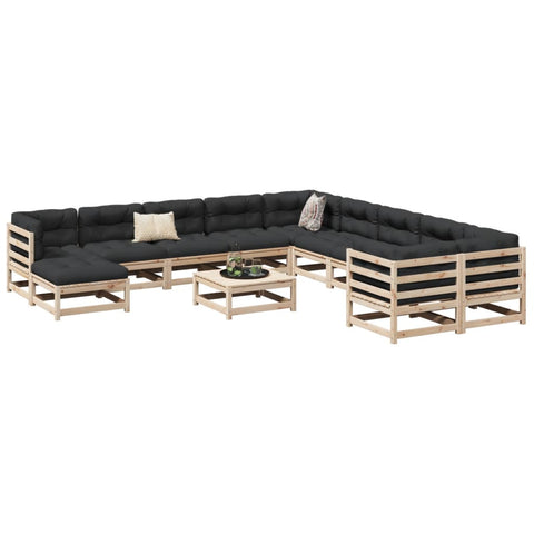 ZNTS 12 Piece Garden Sofa Set Solid Wood Pine 3299651