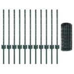 Fence with Posts Green 0.6 x 25 m Steel 3336010
