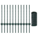 Fence with Posts Green 0.6 x 25 m Steel 3336010