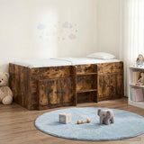 Loft Bed Frame with Cabinet 3 pcs Smoked Oak Engineered Wood 3423370
