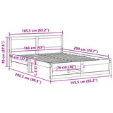 Bed Frame with Headboard Natural 160 x 200 cm Solid Pine Wood 873265