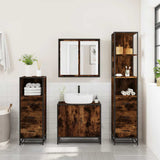 ZNTS 4 Piece Bathroom Furniture Set Smoked Oak Engineered Wood 3301247