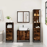 4 Piece Bathroom Furniture Set Smoked Oak Engineered Wood 3301247