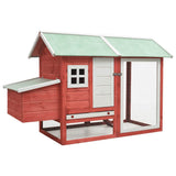 Chicken Cage Red 170x81x110 cm Solid Pine & Fir Wood 170863
