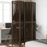 Room Divider 4 Panels Dark Brown Solid Wood Paulownia 358660