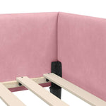 Corner Bed Frame Pink 100 x 200 cm Velvet and Engineered wood 42016167