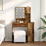Dressing Table with LED Old Wood 86.5x35x136 cm 857023
