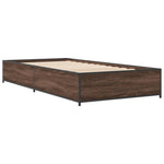 ZNTS Bed Frame Brown Oak 90x190 cm Single Engineered Wood and Metal 845120