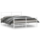 Metal Bed Frame without Mattress with Footboard White 150x200cm 355434