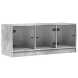 TV Cabinet with Glass Doors Concrete Grey 102x37x42 cm 836409