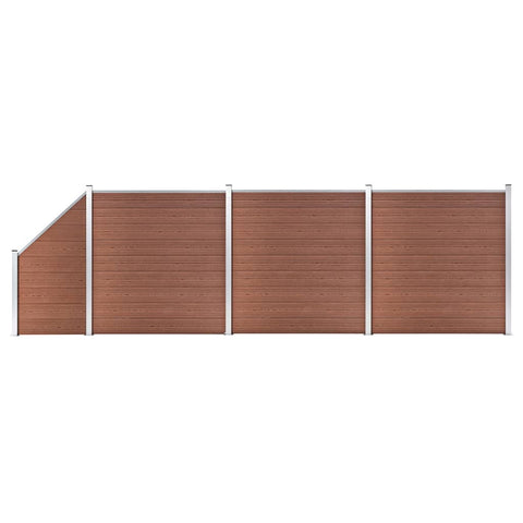 WPC Fence Set 3 Square + 1 Slanted 619x186 cm Brown 3053217