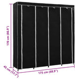 Wardrobe with 4 Compartments Black 175x45x170 cm 282445