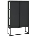 Highboard Black 80x35x135 cm Steel and Tempered Glass 335883