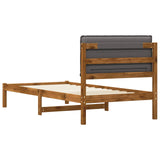 Bed Frame with Upholstered Headboard Natural and Light Grey 903933