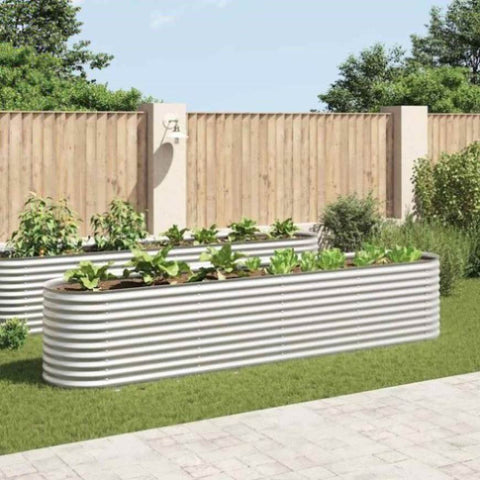 Garden Raised Bed 400x80x81 cm Galvanised Steel Silver 45511
