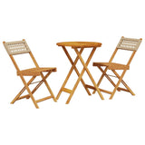 Bistro Set Beige Solid acacia wood, PE rattan Compact 3281744