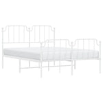 ZNTS Metal Bed Frame with Headboard and Footboard White 140x190 cm 373954