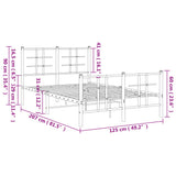 Metal Bed Frame without Mattress with Footboard White 120x200cm 355626