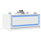 Coffee Table with LED Lights White Engineered Wood 851984