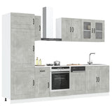 8 Piece Kitchen Cabinet Set Kalmar Concrete Grey Engineered Wood 3314795