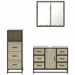 ZNTS 3 Piece Bathroom Furniture Set Sonoma Oak Engineered Wood 3301021