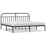Bed Frame Black Powder-Coated Steel 200x200cm Bed Frame 353642