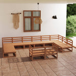 ZNTS 12 Piece Garden Lounge Set Solid Pinewood 3076222