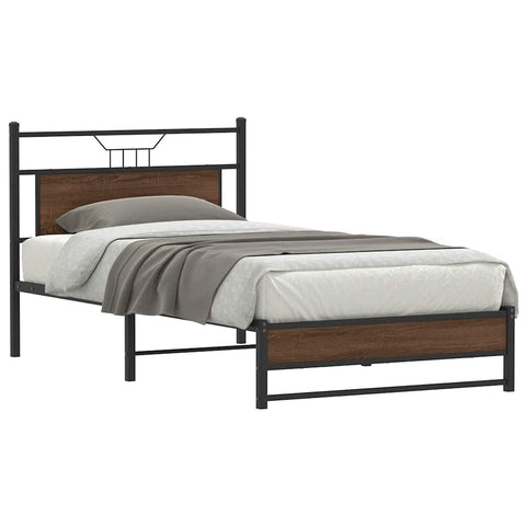 Bed Frame without Mattress Brown Oak 100x190 cm Engineered Wood 4107010