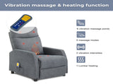 Fabric With 6-Point Massage Heating Function Recliner Light Gray 82079157