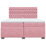 Box Spring Bed with Mattress Pink 200x200 cm Velvet 3291013