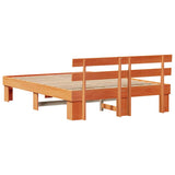 Bed Frame with Headboard Wax Brown 160 x 200 cm Solid Pine Wood 872436