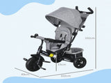 6 in 1 Kids Trike with Parent Handle, Canopy, 5-point Safety Belt, Storage, Footrest, Brake, for 1-5 T3398P348145