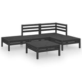 5 Piece Garden Lounge Set Solid Pinewood Black 3082626